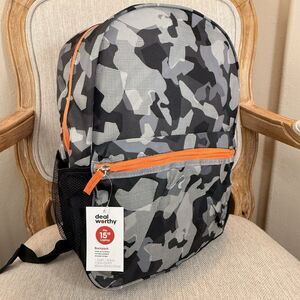 Camouflage Backpack Orange Accents for 15" Laptop school multipurpose or work